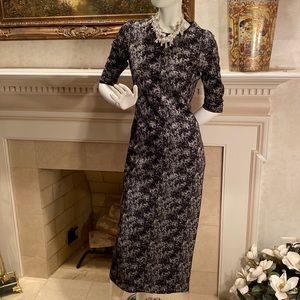 Hunter Bell edgy black and grey knit dress with black leather trim